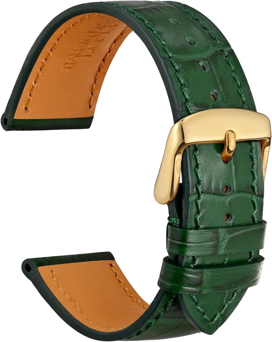 Horlogeband 18mm 19mm 20mm 21mm 22mm - Alligator geperst kalfsleer - RVS gesp - Comfortabele vervangband - ShopVlot