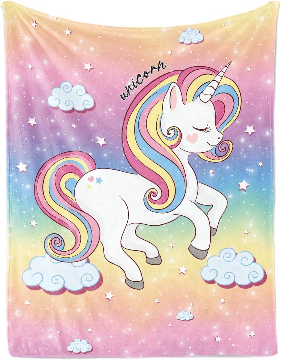 Unicorn Blanket, Cuddly Blanket, Pink Blanket, Flannel Soft Fleece Blanket for Girls, Children's Cuddly Blanket, Sofa - ShopVlot