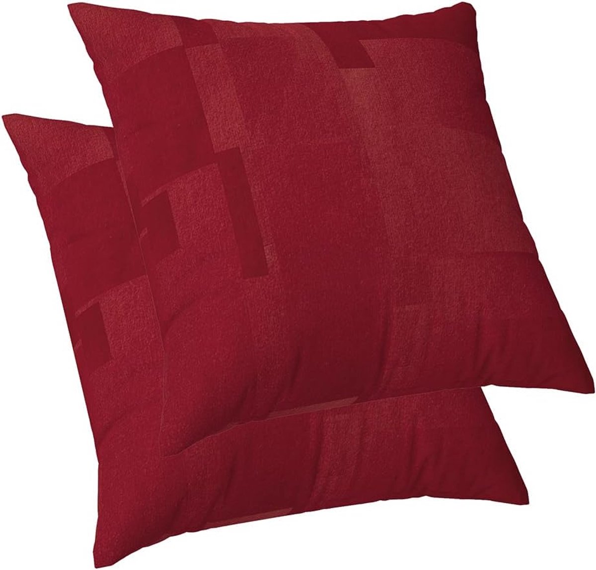 Set van 2 kussenslopen, 40 x 40 cm, bordeauxrood, sofakussen, zacht linnen, vierkante kussenslopen, woonkamer - ShopVlot