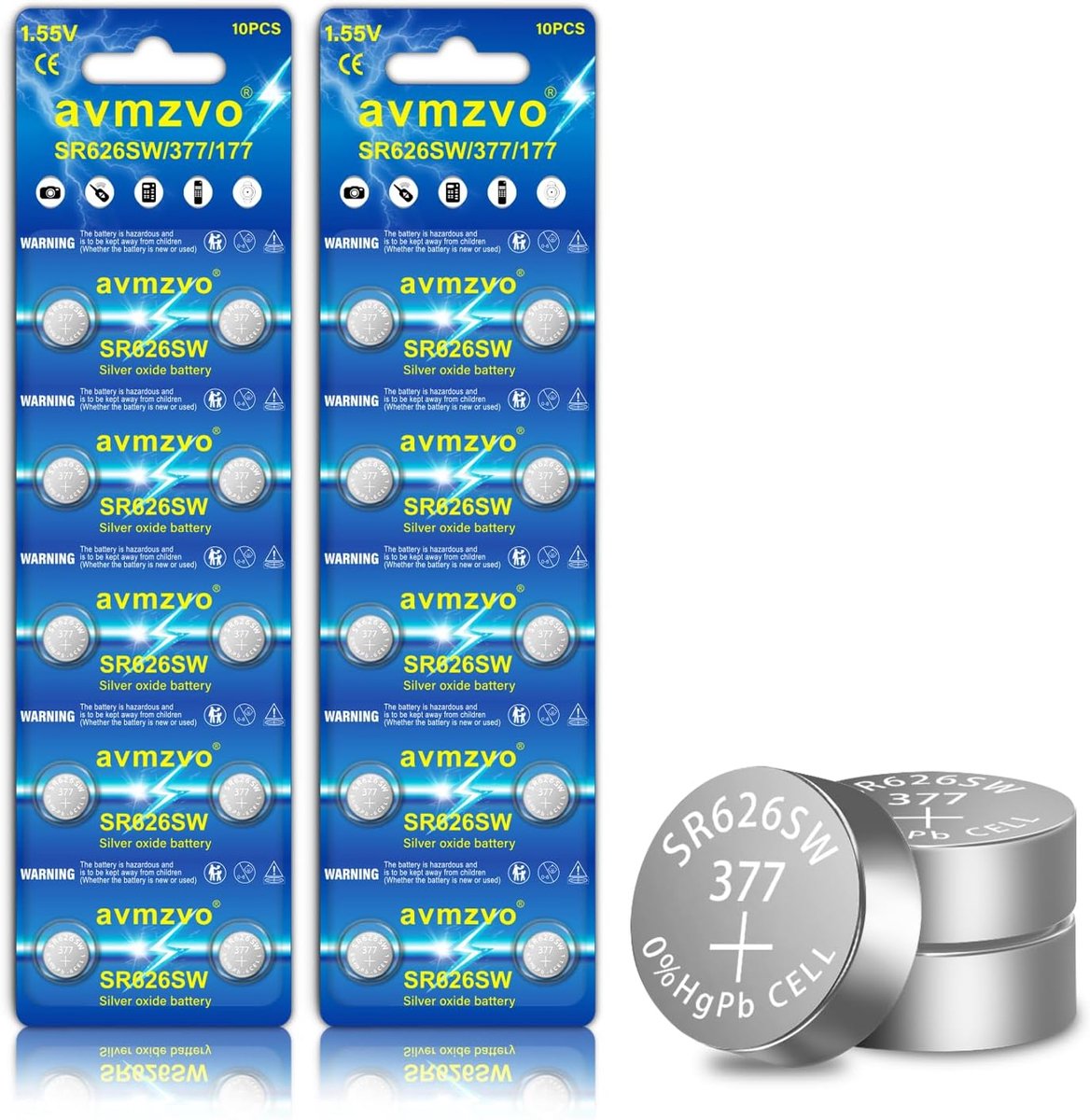 SR626SW Button Cell Batteries, Watch Battery 377 V377 LR626 SR626 AG4 1.5 V Alkaline Batteries, Pack of 20 - ShopVlot