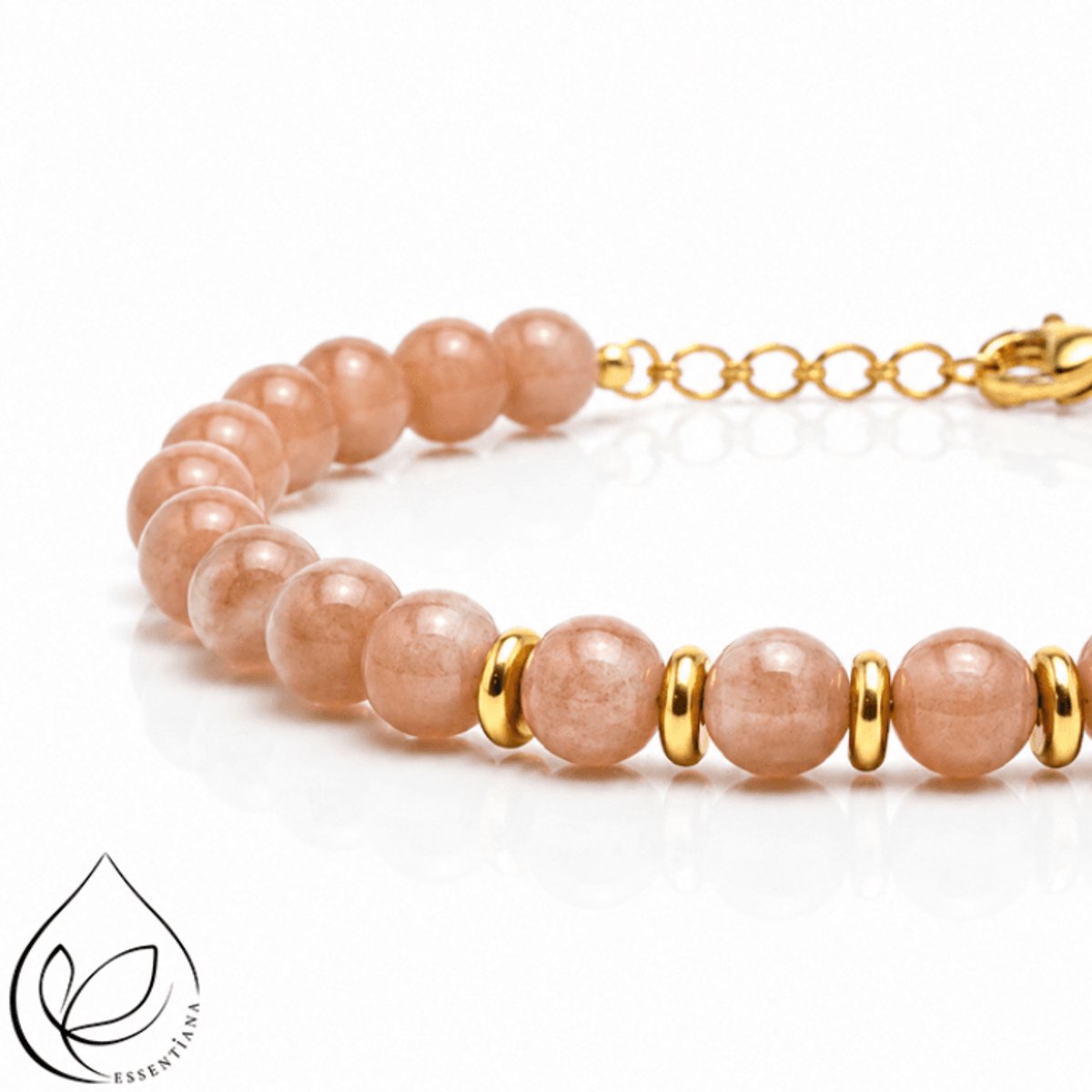 Eira Gouden Armband met Roze Maansteen