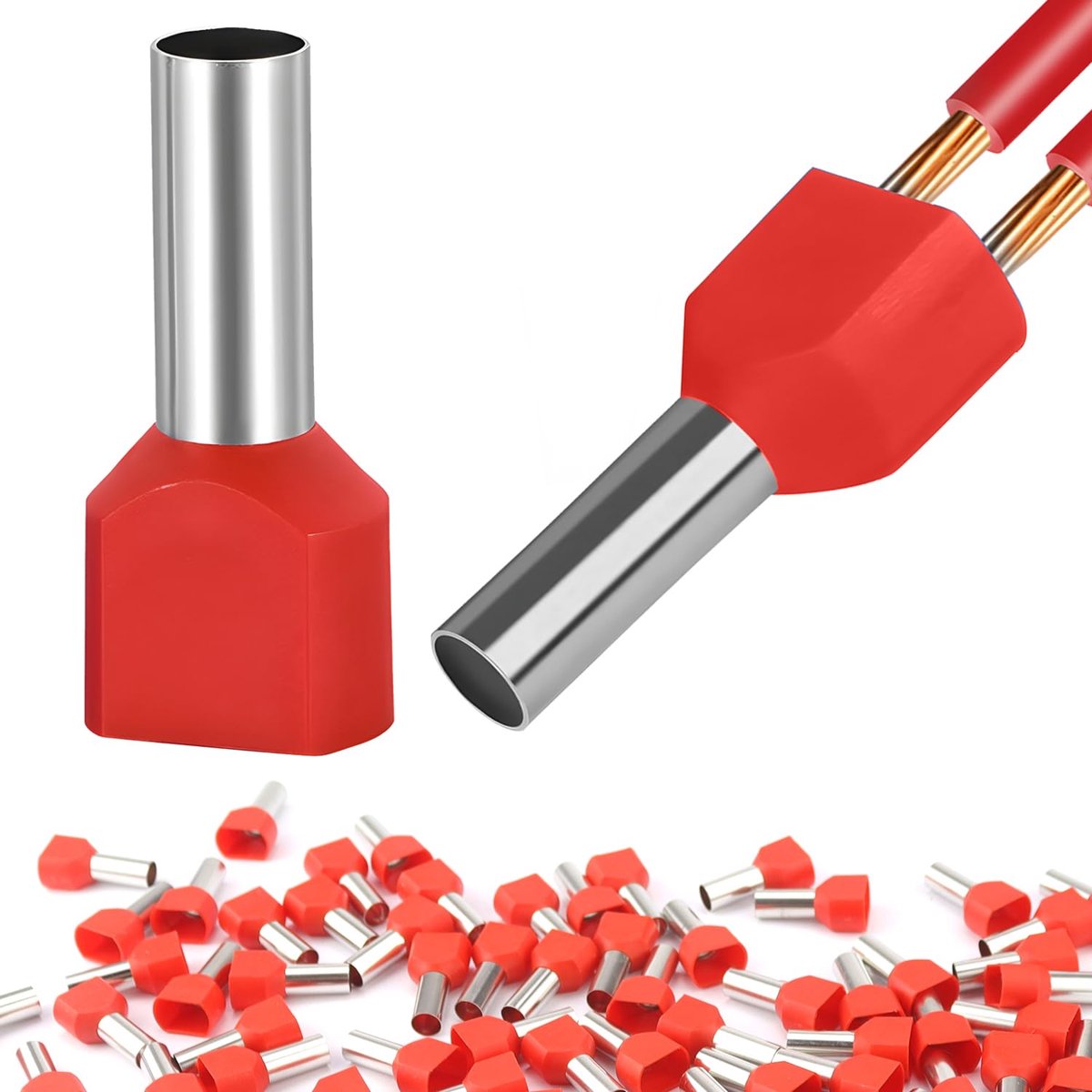 ELNLE Ferrules, Double End Ferrules, 2 x 10.0 mm², Electrical Lugs, Insulated, Pack of 150 Wire End Ferrules, for Twin - ShopVlot