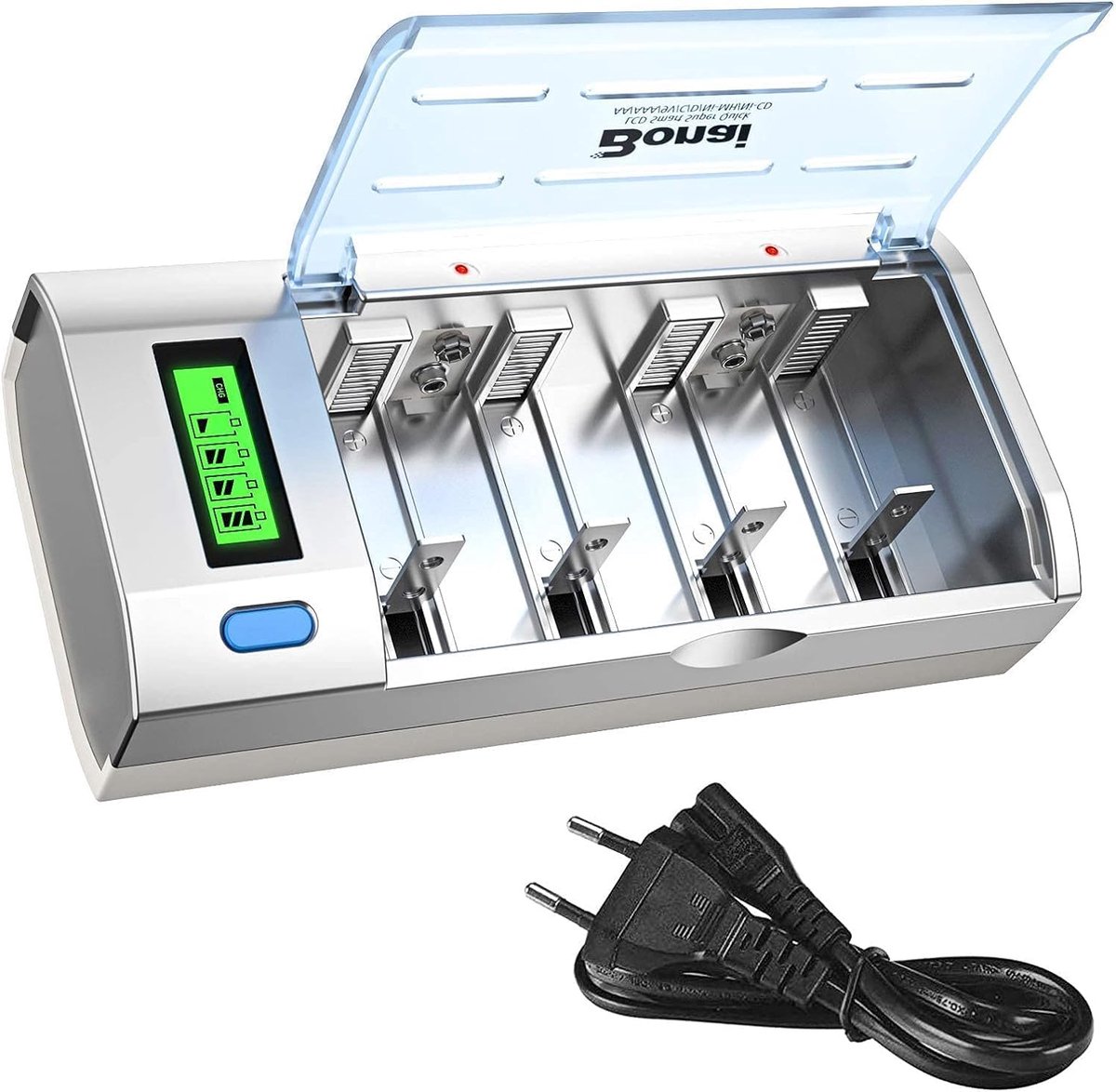SnelShoppen - Universele Acculader voor Ni-MH AA AAA C D & Li-ion 9V Batterijen - Snellader met LCD Scherm, Snelle Laadfunctie en Ontlaadfunctie