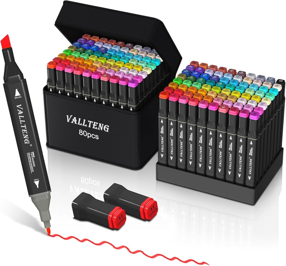 Thijox - Alcohol Markers Set 80 Kleuren, Dual Tips Kleurstiften voor Volwassenen, Permanente Kunststiften voor Tekenen, Kleur, Illustratie en Grafisch