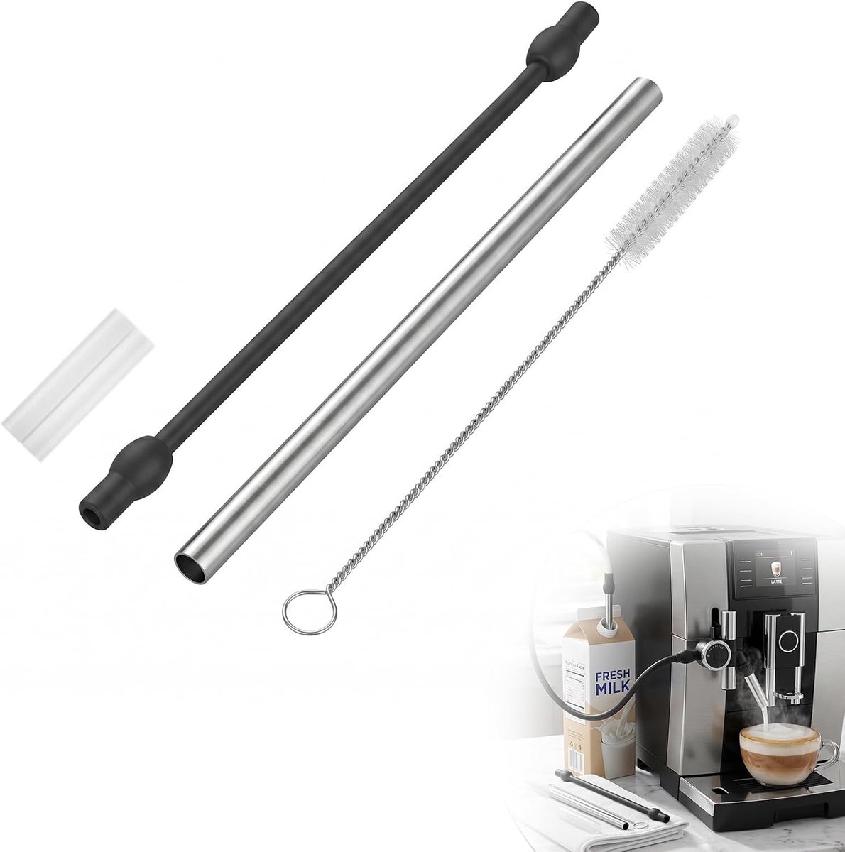 Vervangset voor melkslangen van koffiemachines, roestvrijstalen melkslangen, compatibel met EQ6, EQ7, S100, S300, S500, S700 en andere modellen