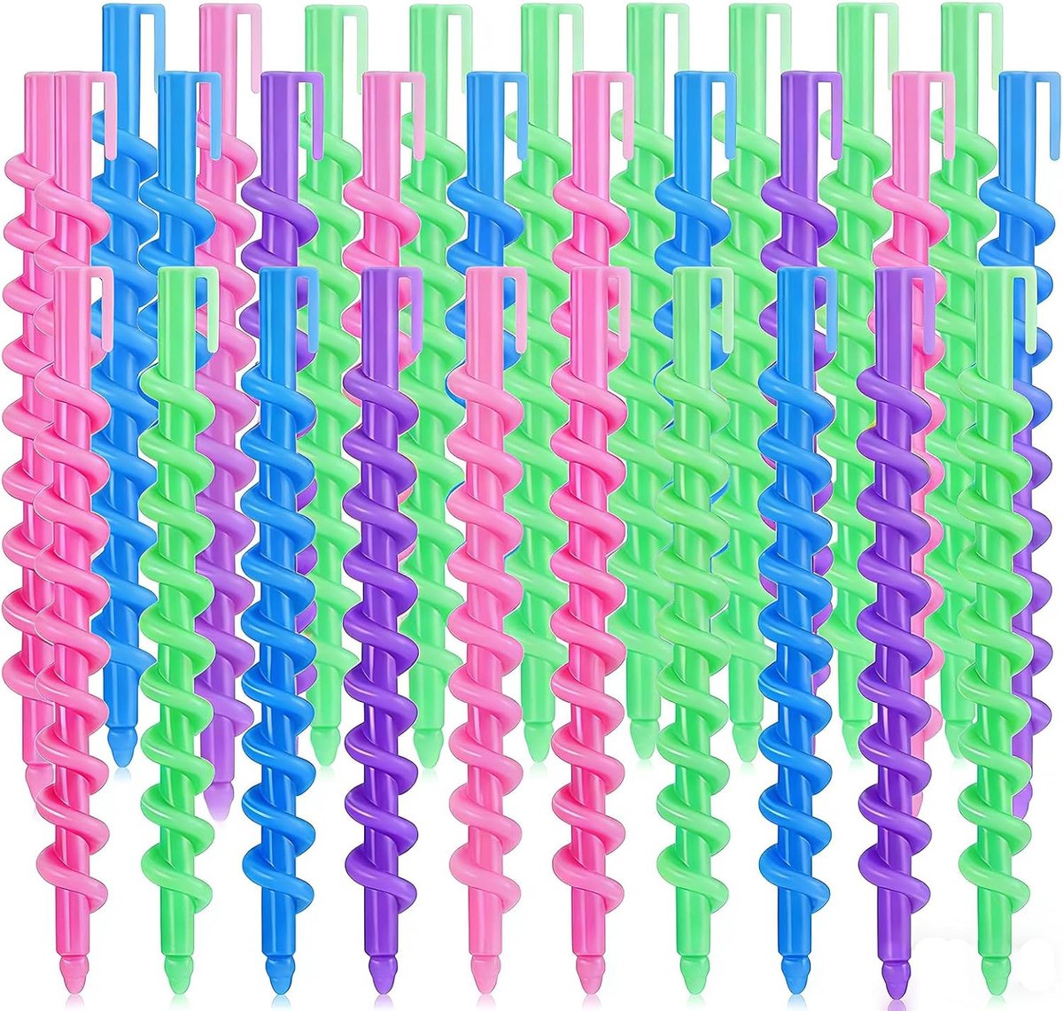 SnelShoppen - 26 Stuks Spiral Hair Permanent Rods - Plastic Medium/Long Haarstylingsrollers - Duurzame Krulrollers voor Dames en Meisjes (15.5cm) - Kl