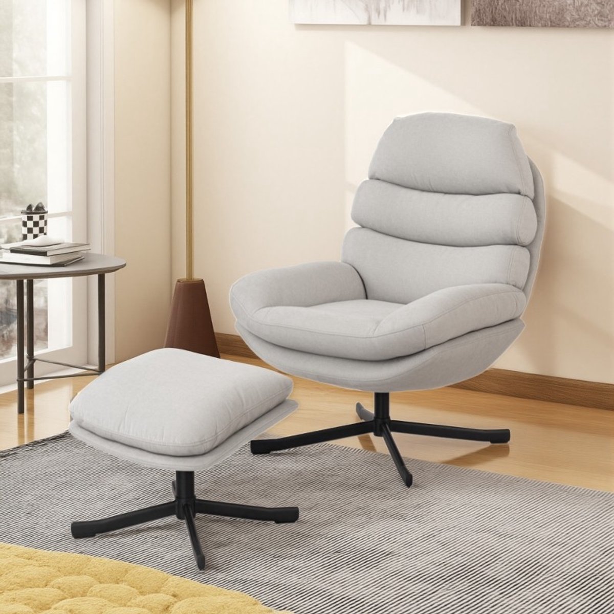 YYchan fauteuil met voetenbank - wit - 93 x 78 x 100 cm