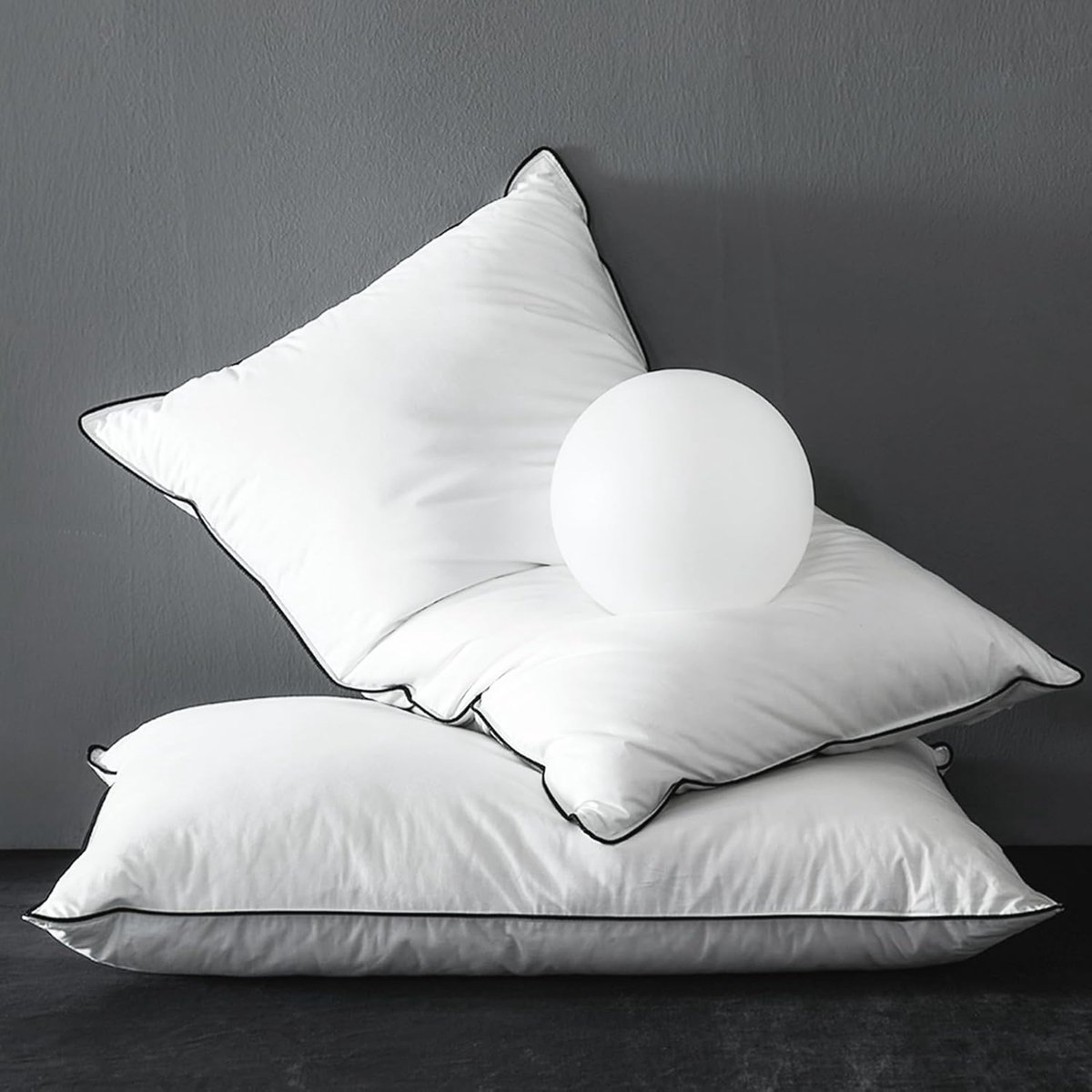 SnelShoppen - Down Kussen 50x75 cm (2 Stuks), Luxe Hotel Kussen met Dons en Veren Vulling, 100% Biokatoen, Medium Support Slaapkussen voor Comfortabel