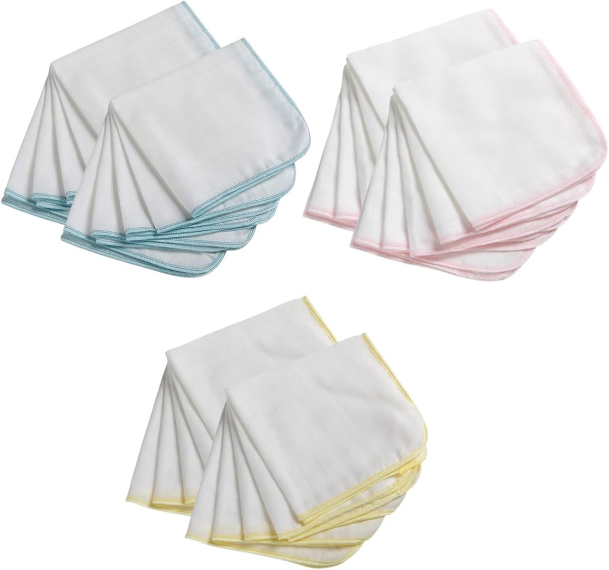 Thijox - 30 Stuks Spuugdoeken Baby Washandjes Herbruikbaar Katoen 20x20 cm Geel Blauw Roze - Ideaal voor Babyverzorging en Onderweg