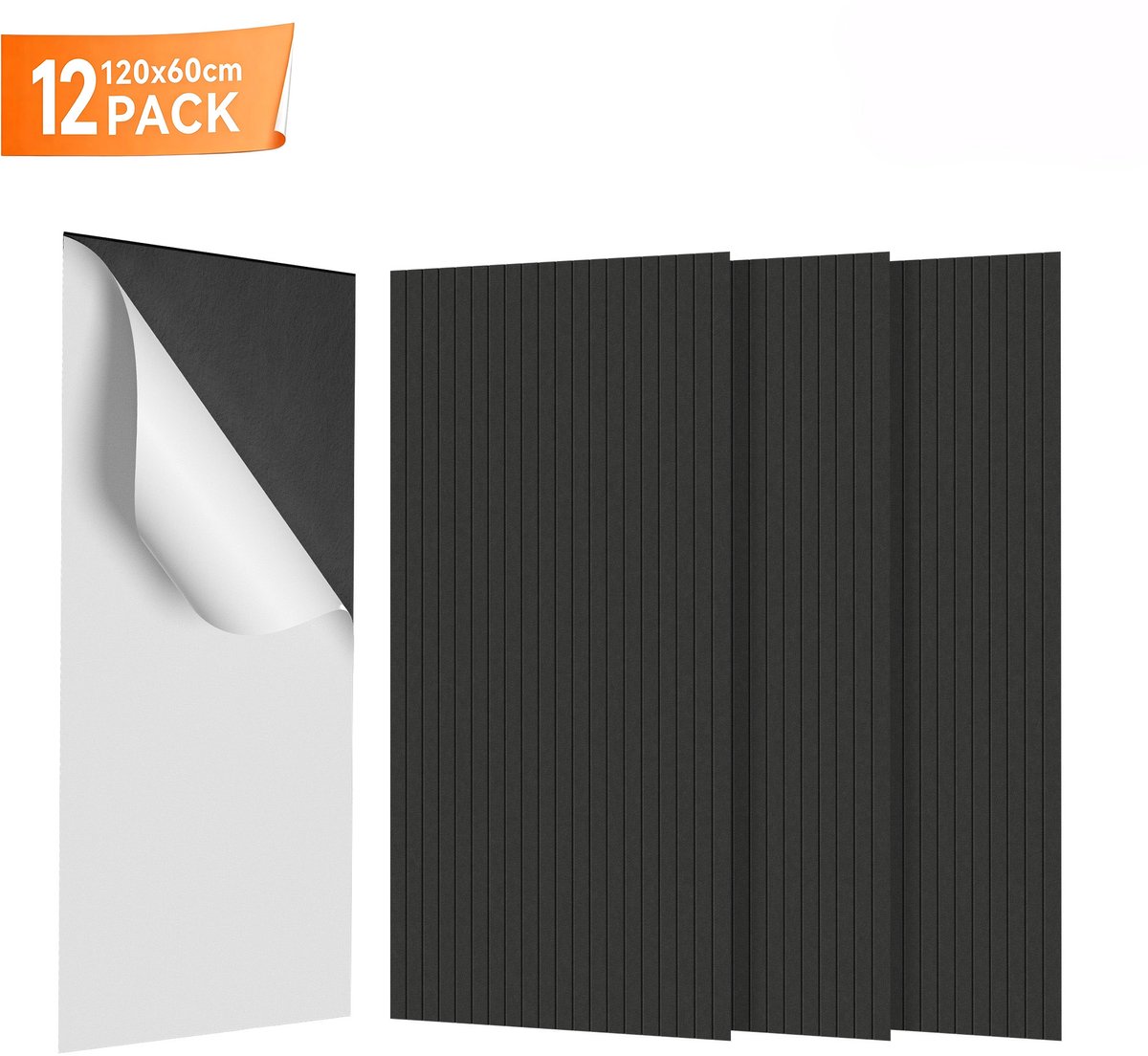 Akoestische Panelen 12 Stuks 120x60 cm – Geluidsabsorberende Wandpanelen van Polyester – Wanddecoratie voor Studio, Kantoor en Thuisbioscoop – Zwart