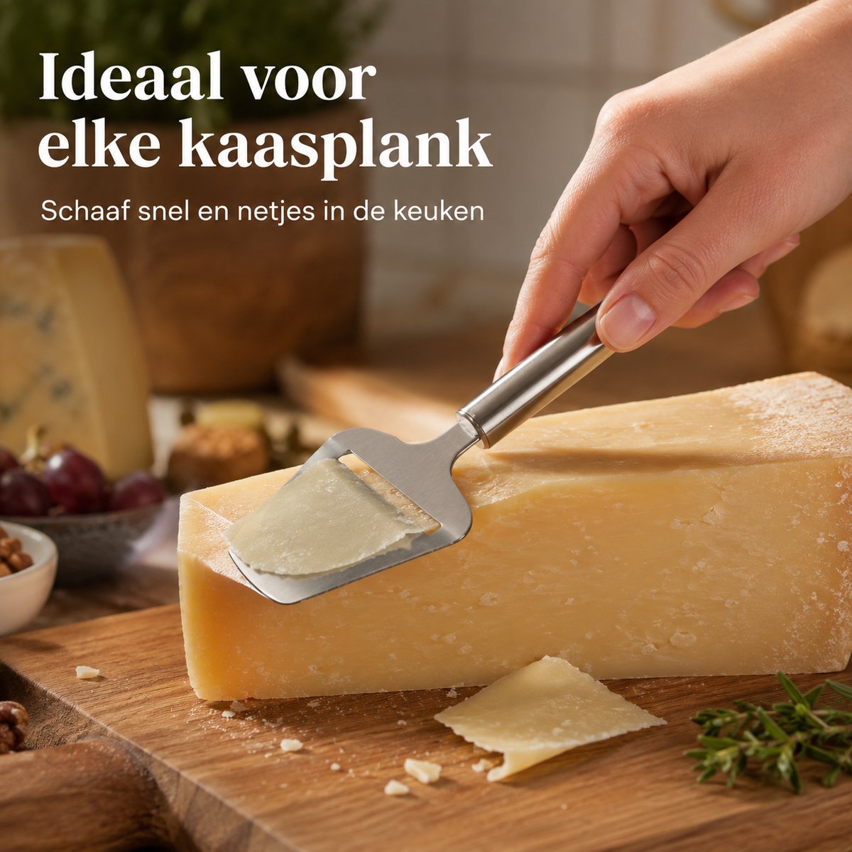 Kaasschaaf - Scherp-duurzaam-voor harde en halfharde kazen - Vaatwasserbestendig - Keukengerei - Keuken accessoires - RVS — cadeau in Cadeau-ideeën - foto 5