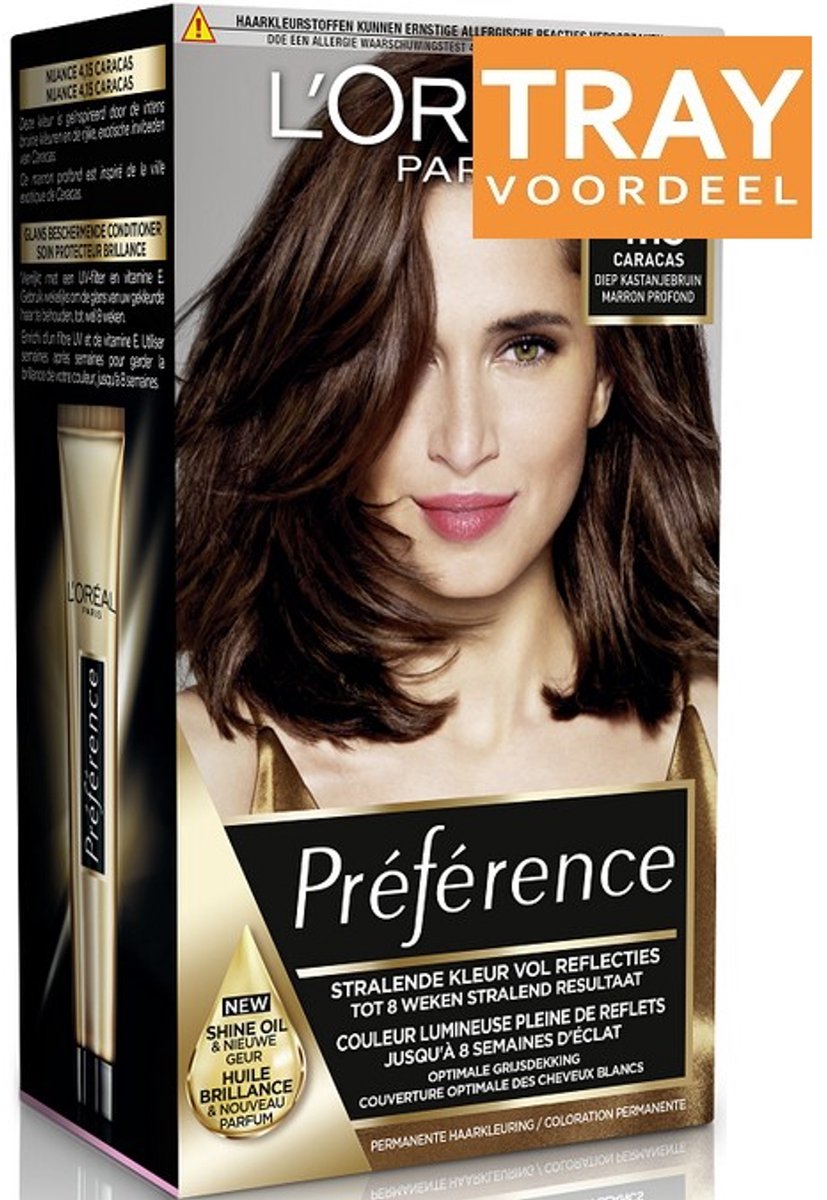 L'OREAL PREFERENCE 4.15 CARACAS DIEP KASTANJEBRUIN HAARVERF 6 X 1 STUK