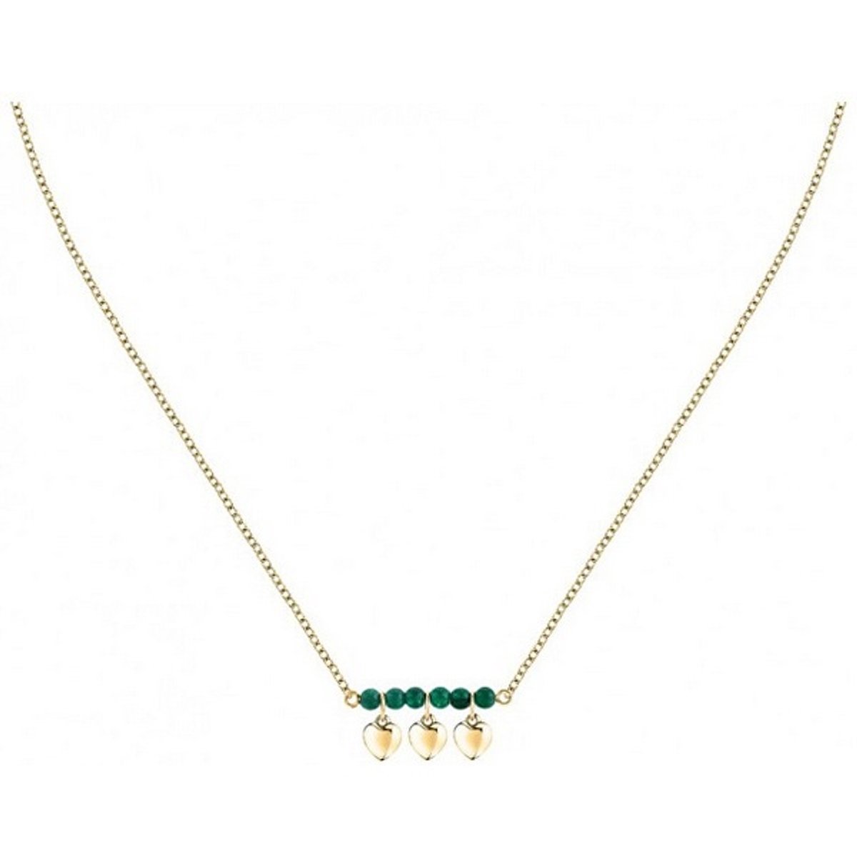 MORELLATO TALISMANI SAIX14 GOLD-PLATED KETTING MET GROENE AGAAT KRALEN 1 STUK