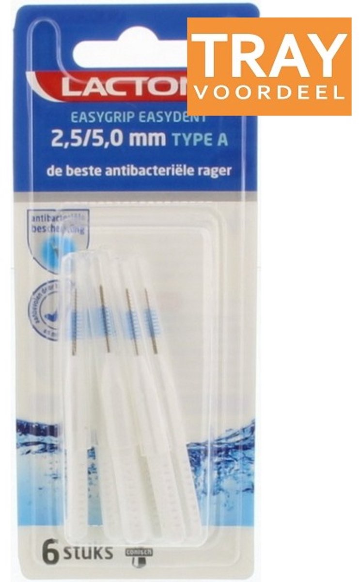 LACTONA EASYGRIP EASYDENT CONISCH TYPE A: 2,5 MM/5 MM TANDENRAGER 24 X 6 STUKS