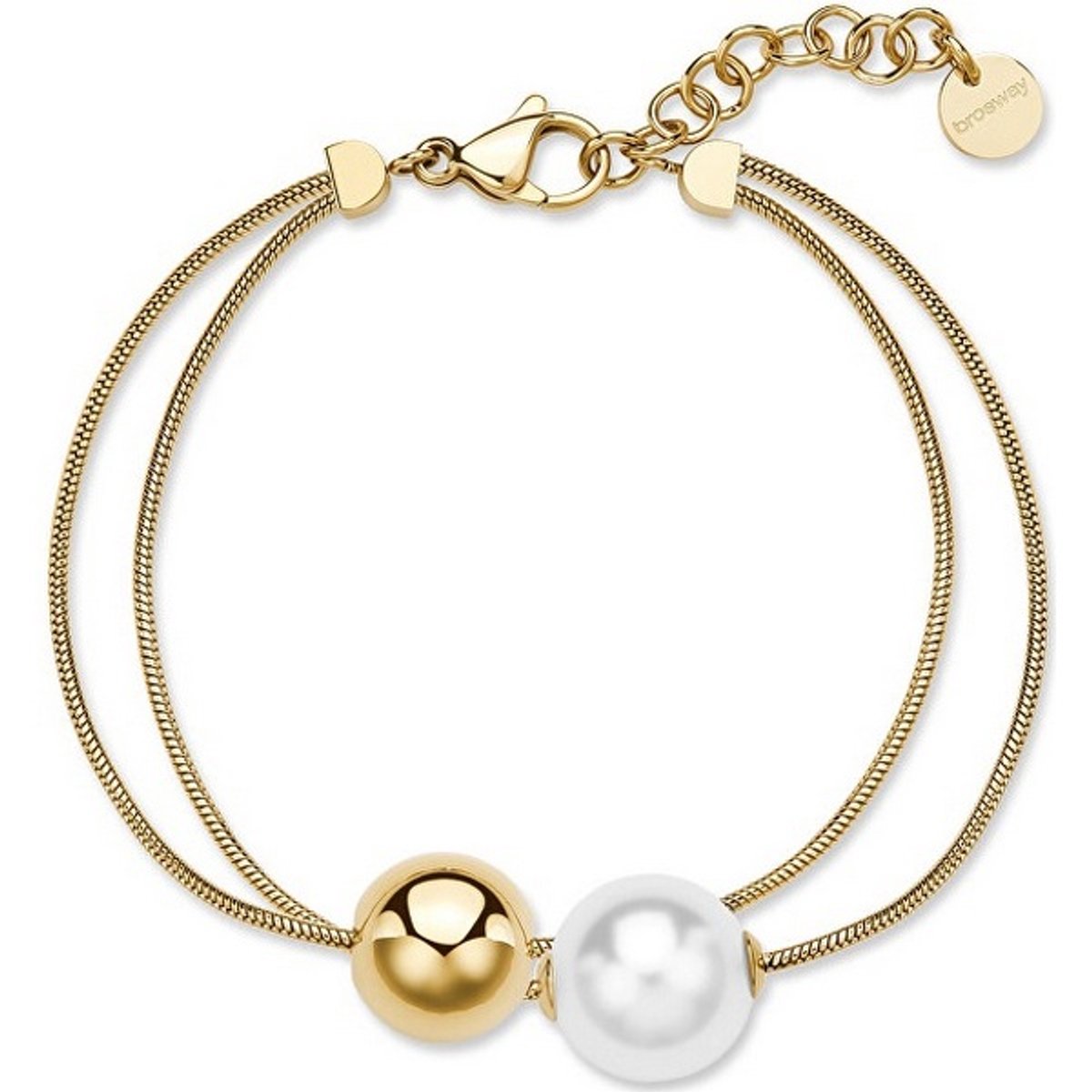 BROSWAY PERFET BPC55 DUBBELE GOLD-PLATED ARMBAND MET PAREL 1 STUK