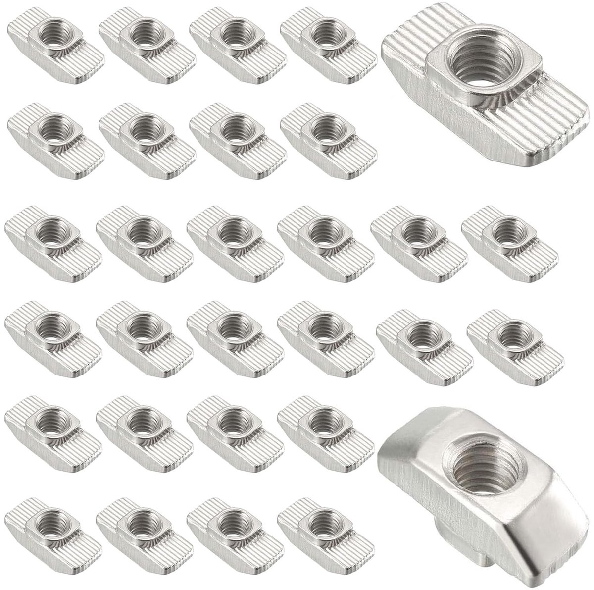 laeeyin 60 stuks groefmoeren, M8, groefstenen, koolstofstaal, T-slot, groefmoeren, hamermoeren voor aluminium profiel, extrusiesleuf (EU40-M8-19,5 x 10)