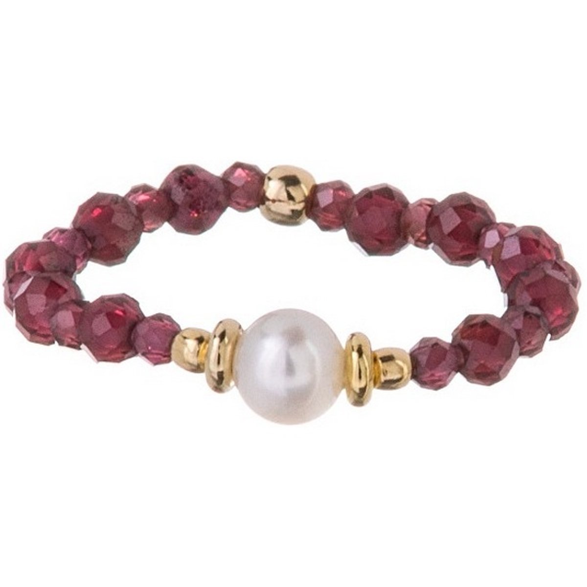 ALISIA AL5185.01.029.D - 53 MM - GOLD-PLATED KRALEN RING MET RODE GRANAAT EN PAREL 1 STUK