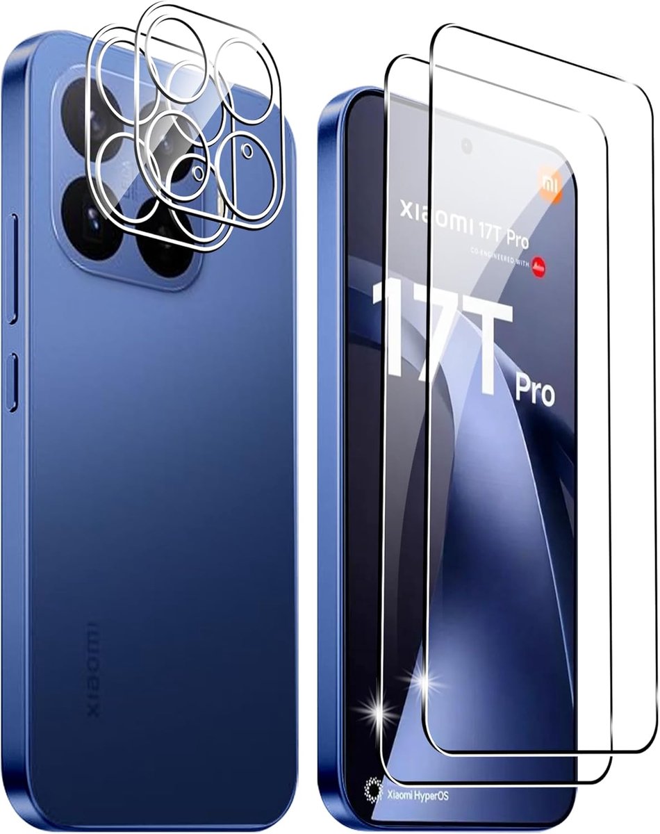 Thijox - Displaybeschermfolie voor Xiaomi 17T Pro 5G - Ultra HD, Geharde Glas, 9H Hardheid, Krasbestendig, 2 + 2 Stuks, Zonder Luchtbellen, Perfecte B