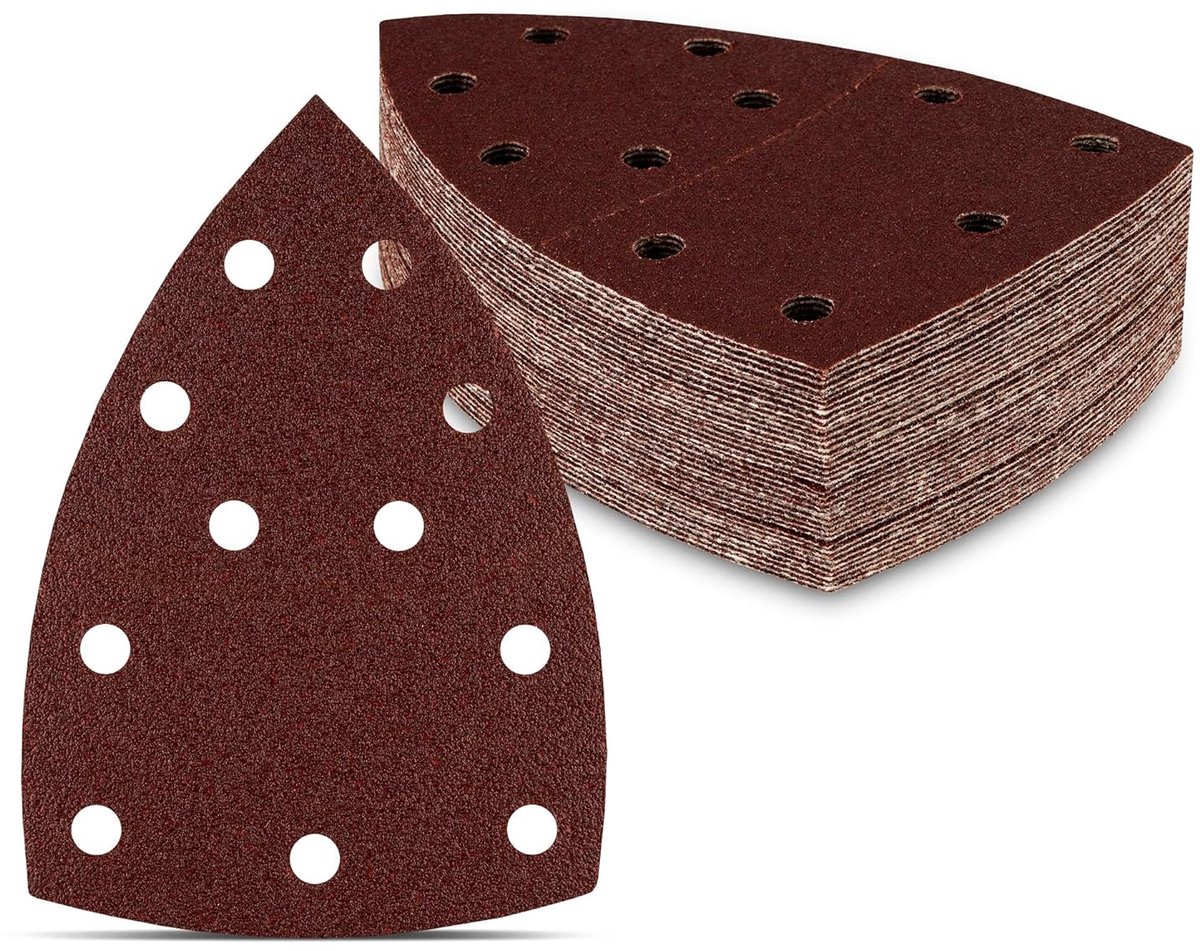 Thijox - Prio-schuurdriehoeken 50 stuks 11 gaten 105 x 152 mm korrel 40 voor multischuurmachines schuurvellen driehoekige schuurpads schuurpapier