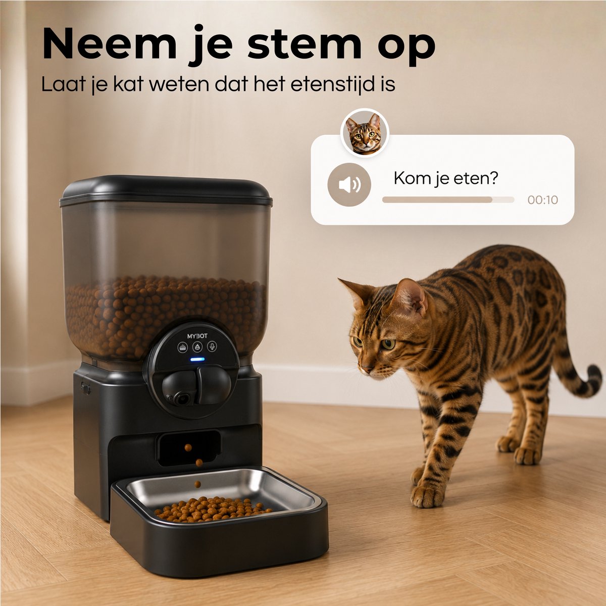MYBOT Automatische Voerbak met Camera - Kat en Hond - Zwart thumbnail 5