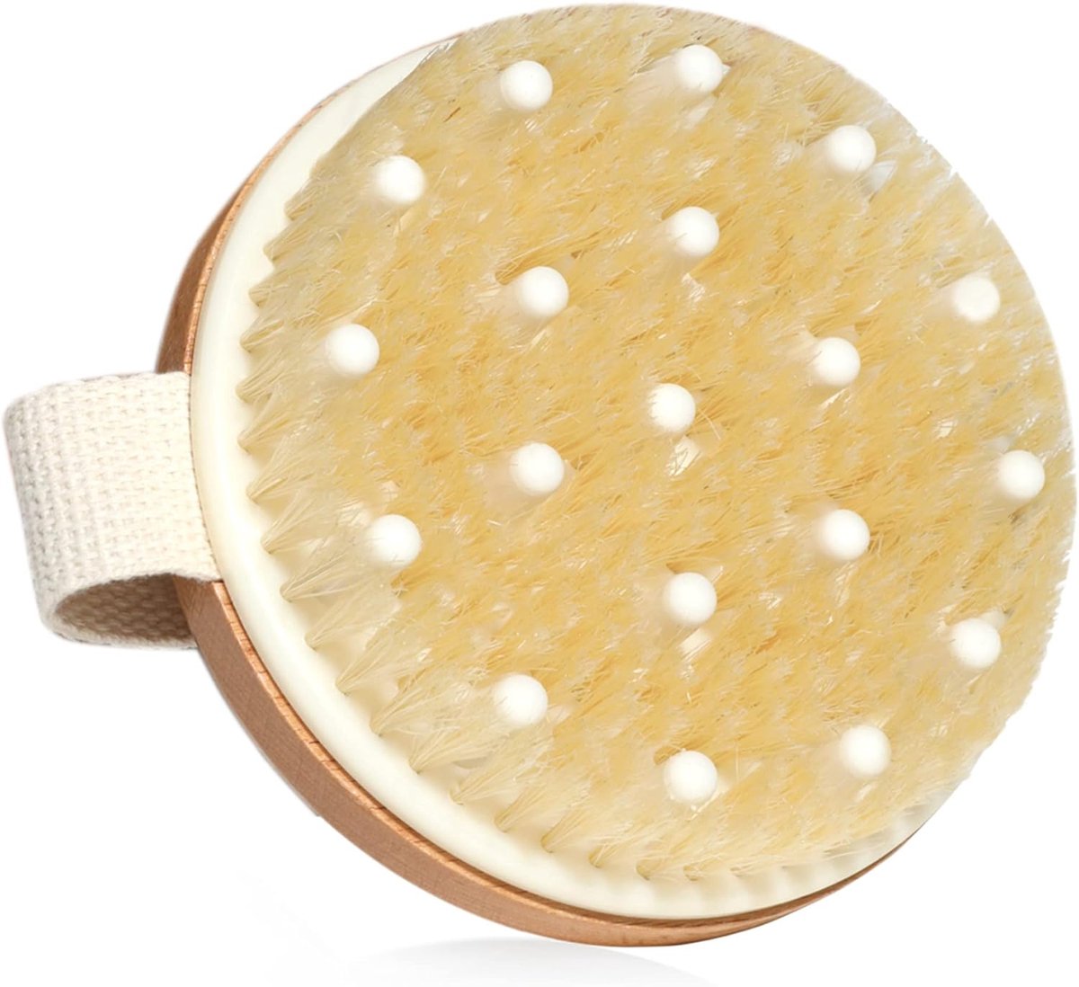 SnelShoppen - Dry Brushing Body Brush, Exfoliërende Massageborstel voor Lymfedrainage, Cellulite Verwijdering, Natuurlijke Bamboe met Varkensharen, Id