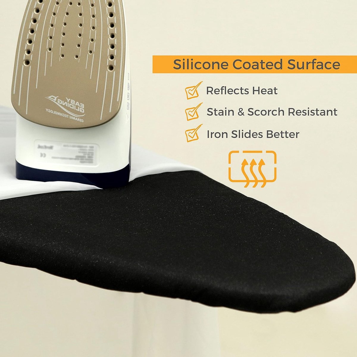 SnelShoppen - Strijkplankovertrek en -kussen met siliconen coating, 4 lagen, 38,1 x 137,2 cm, robuuste dikke bekleding, hittereflecterend, elastische