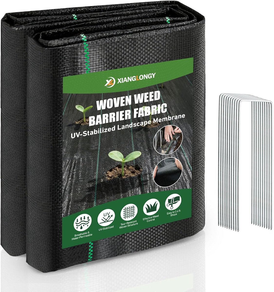Thijox - Onkruiddoek 2x5 m met Grondpennen - Geweven Anti Onkruid Doek, Waterdoorlatend Tuinvlies Geotextiel voor Tuin, Oprit, Grind en Moestuin