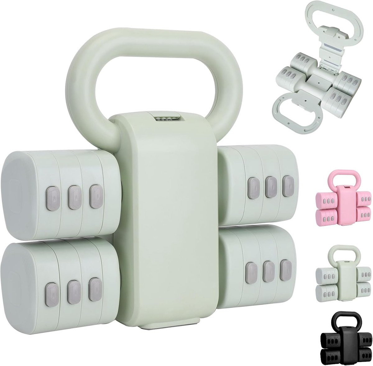 Thijox - 2-in-1 verstelbare halterset, converteerbare kettlebell, 4-in-1 halterset voor home gym training, snelle verstelling, voor vrouwen, 1/1,5/2/2