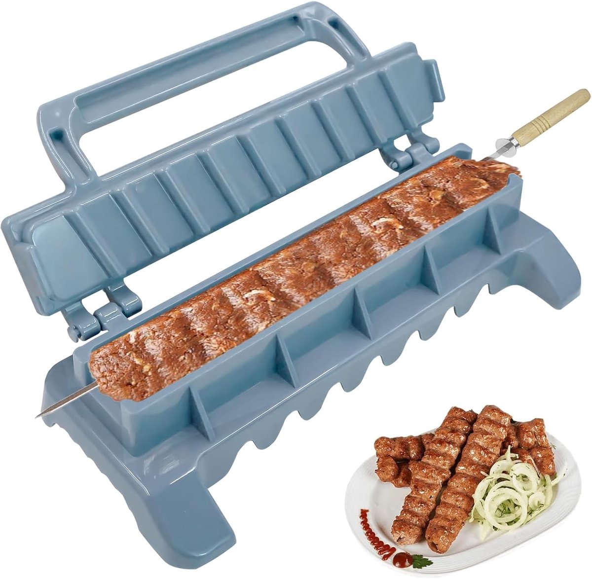 Thijox - Kebab Maker Kebabspiesen, Draagbare Handmatige Kebab Grillspiesen, Kabob Spiesen voor Barbecue, Eenvoudig te Gebruiken, Vaatwasmachinebestend