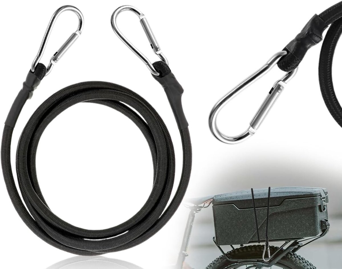 Rubberen spanband met karabijnhaak, 100 cm, ideaal voor bagagebeveiliging, elastische lashing strap en spanning koord voor outdoor gebruik