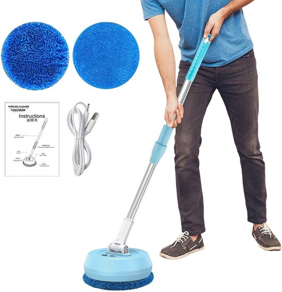 Elektrische Vegen - Draadloze Mop - Vloeren Schoonmaken - 180 Graden Rotatie - 138 cm - Wit — afbeelding 5