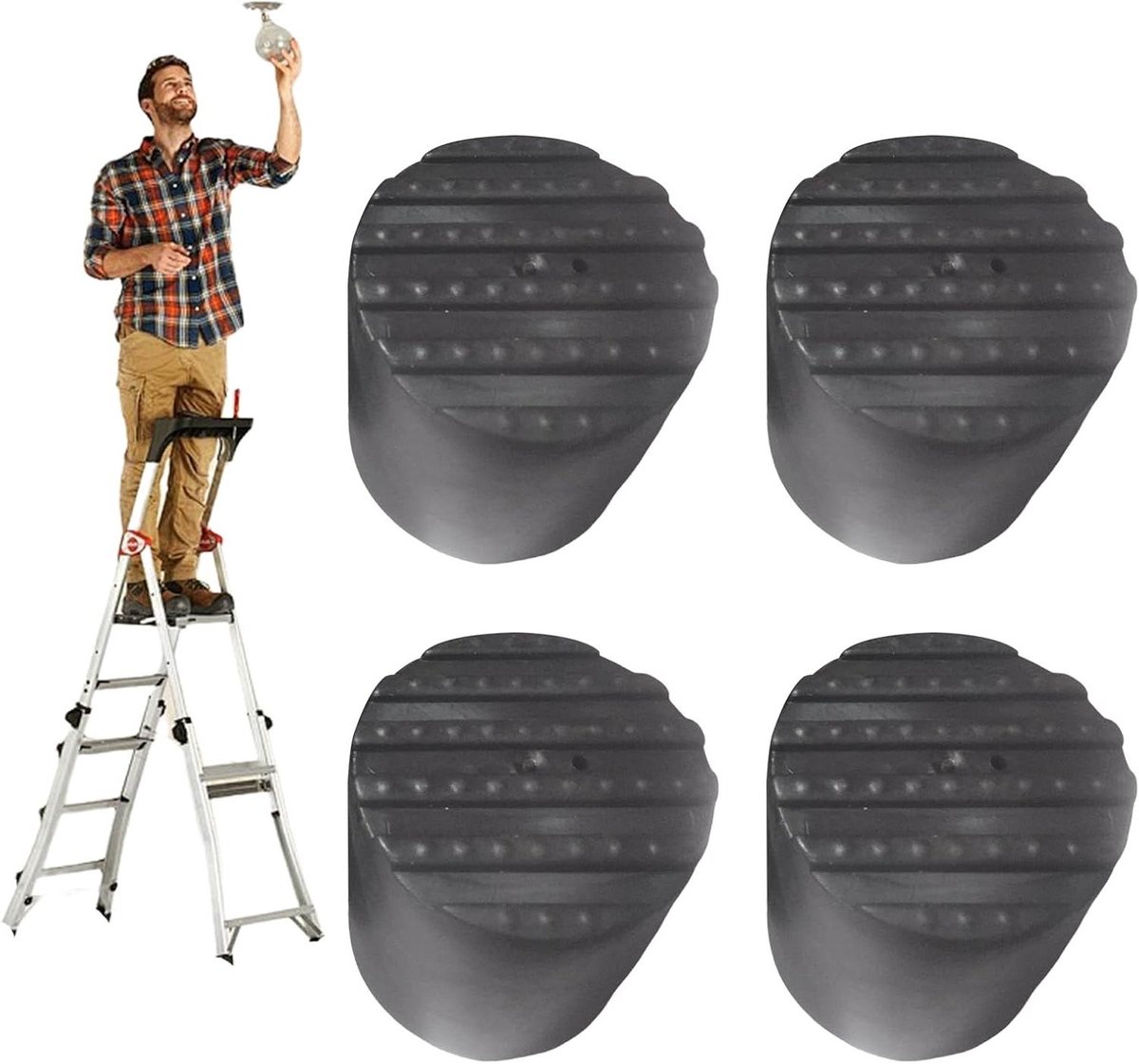Ladder Voet Covers - Ladder Stabilisator - Vloer Beschermen - Anti-Vibratie - 4.3 x 4.8 x 5 cm - Zwart