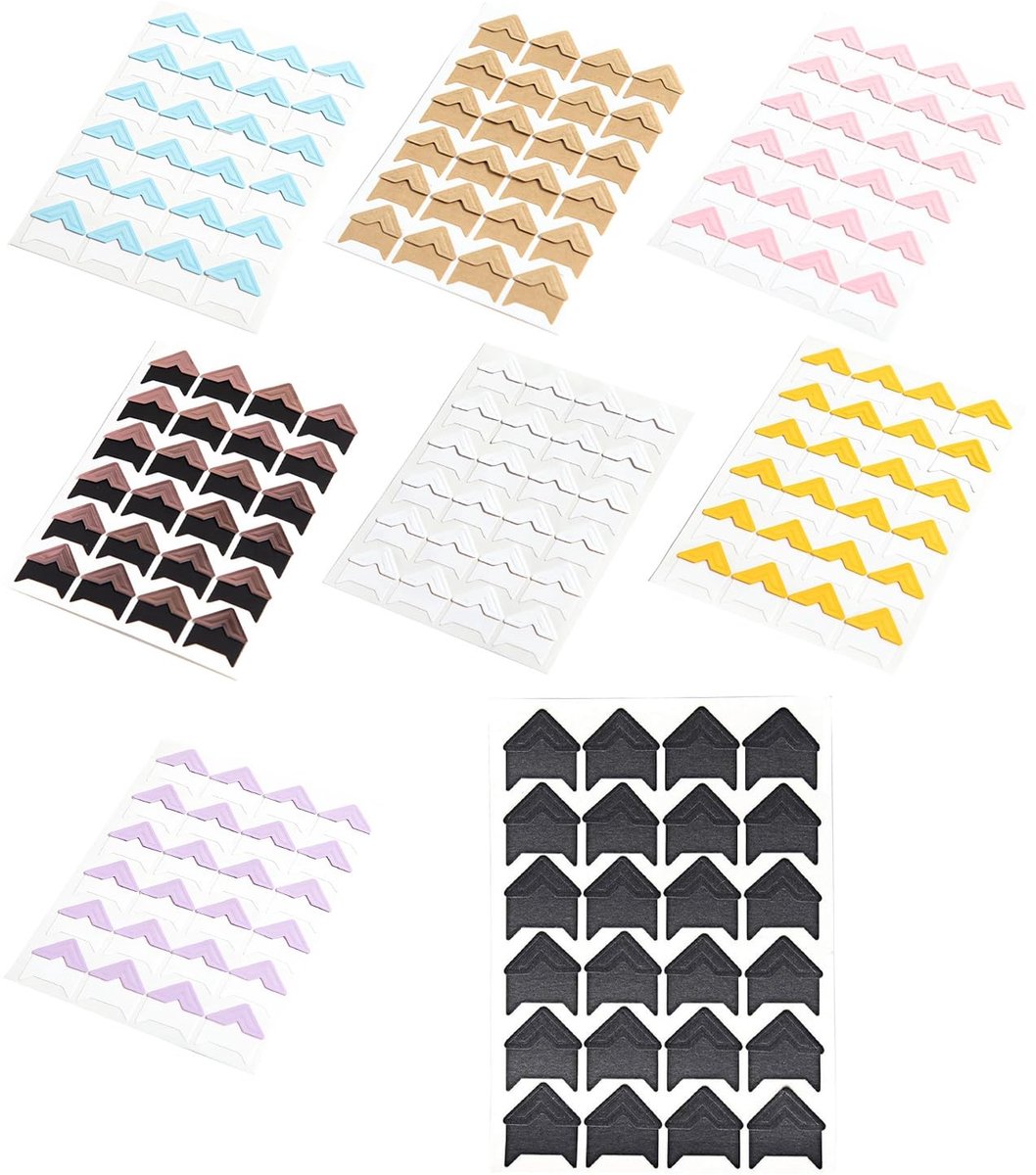 Dailygoods- Fotohoeken 192 Stuks - Zelfklevend - Transparant - Fotoalbum - Scrapbooking - Foto-randstickers - Nauwkeurige Afmetingen 1,5 x 1,5 x 2 cm - Fotostickers