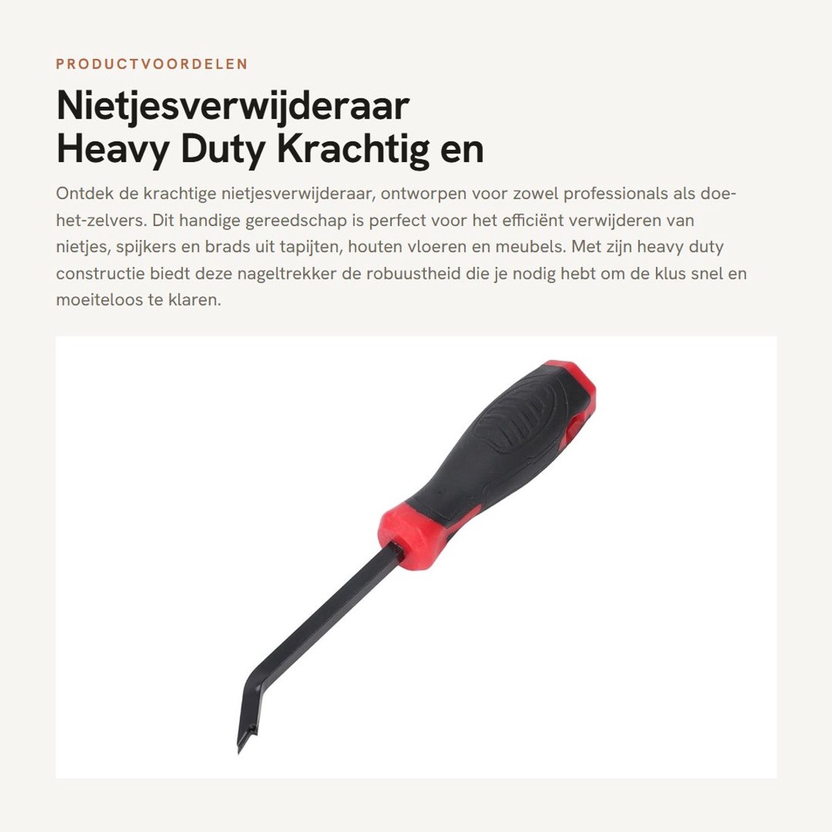 Dailygoods- Nietjesverwijderaar Heavy Duty - Professioneel Gereedschap - Efficiënte Nagelverwijdering - Krachtig Hulpmiddel - 30 Graden Gebogen Klauw - Voor Tapijt/Hout/Vloer/Meubels - Nagelverwijderaar
