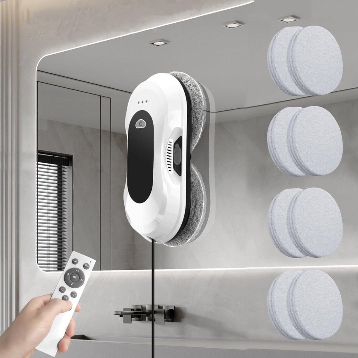 Robot Glasreiniger - Automatische Ramenwasser - Ramen Schoonmaken - Slimme Watersproeier - 10 Mop Pads - Wit
