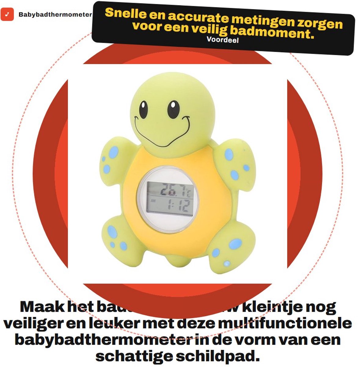 Dailygoods- Babybadthermometer Snel Nauwkeurig - Temperatuuralarmen - LCD-scherm - Duurzaam - Veilig voor Baby's - Milieuvriendelijk Materiaal - Waterthermometer