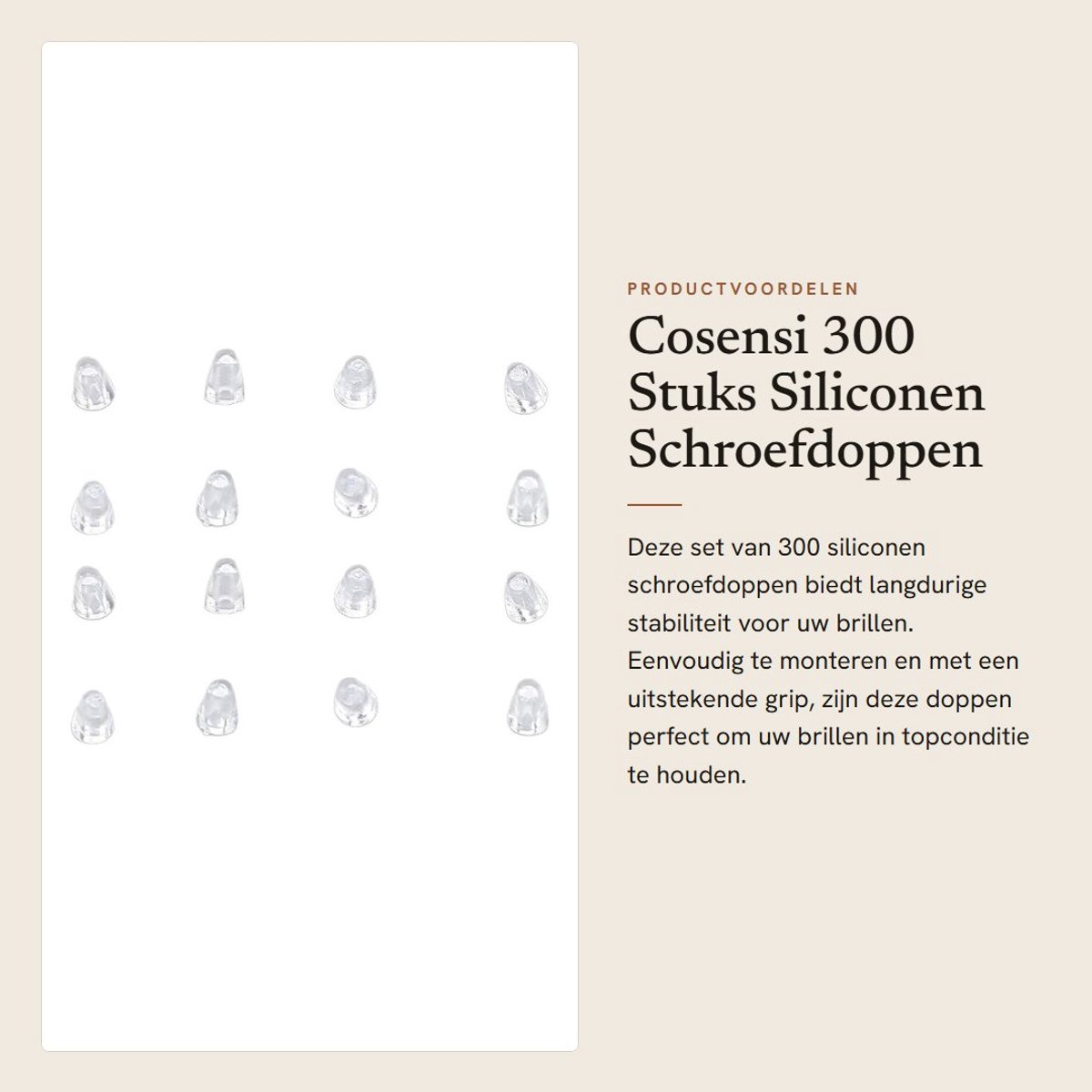 Dailygoods- Schroefdop 300 Stuks - Duurzame Stabiliteit - Eenvoudige Montage - Premium Siliconenmateriaal - Veelzijdig Gebruik - Geschikt voor Brillen/Zonnebrillen - Brilonderdelen
