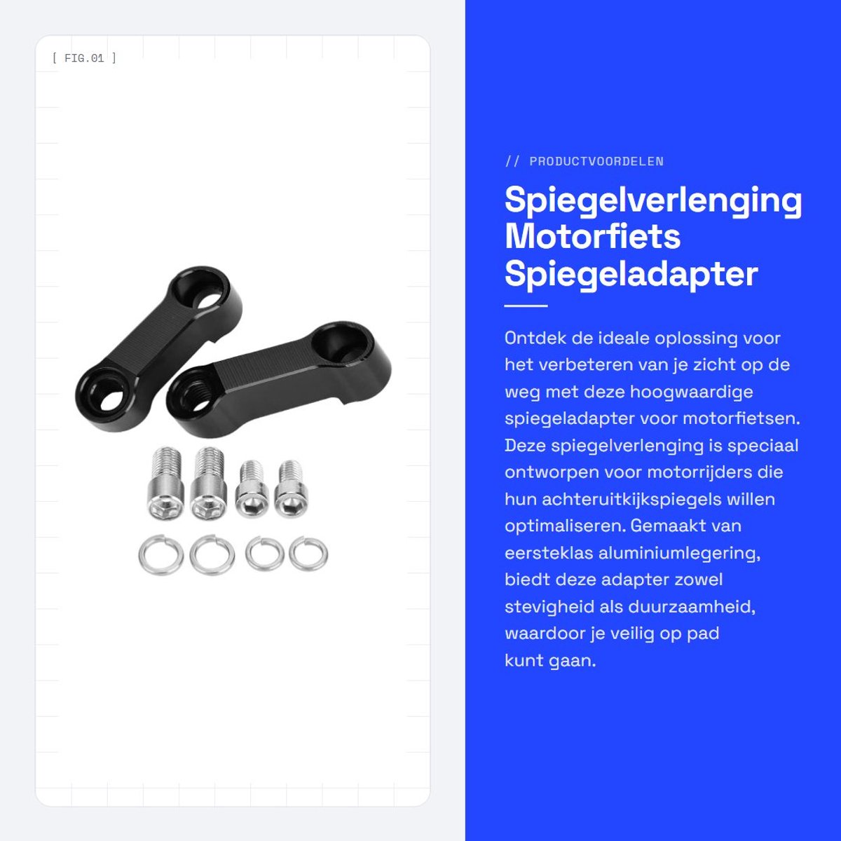 Dailygoods - Spiegelverlenging Motorfiets - Spiegeladapter - Duurzaam en Stevig - 10 mm en 8 mm - Achteruitkijkspiegel Riser Mount - Geschikt voor de...