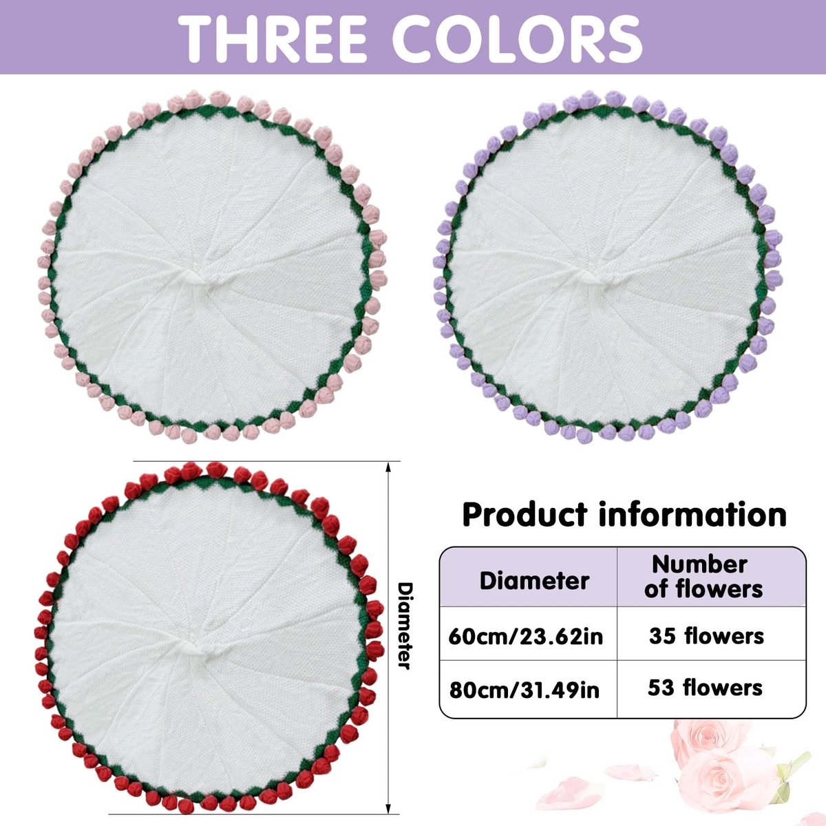Dailygoods- Rozenboeket Handgemaakt - Bloemendeken 2-in-1 - Romantische Woondecoratie - Zachte Deken - Ademend Katoen/Acryl - Machinewasbaar
