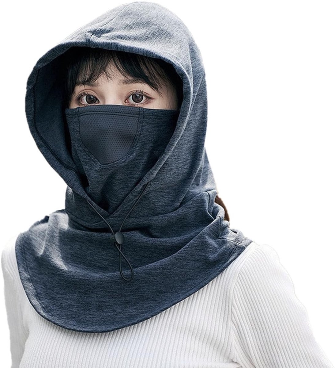Dailygoods- Bivakmuts thermisch gezichtsmasker - Ademend - Winddicht - Verstelbaar - Uniseks - Capuchon met paardenstaart-gat - Snood