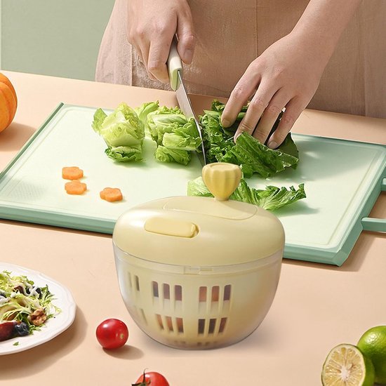 Slacentrifuge - Groentewasmachine Vergiet - Salades Maken - Antislip Basis - 800 ml - Geel van Merkloos — afbeelding 2