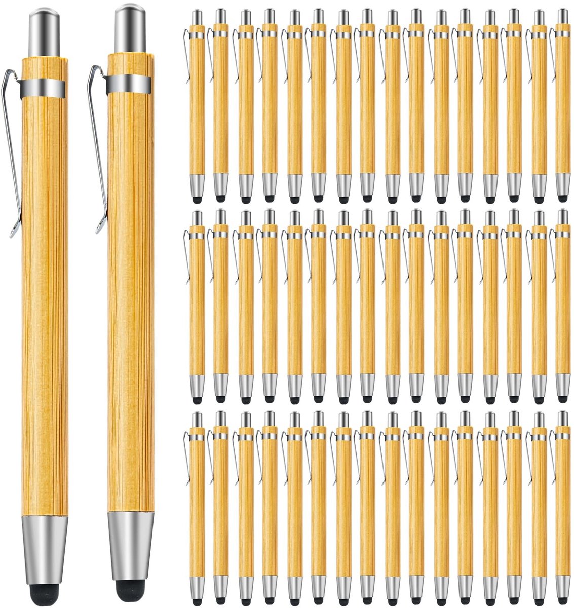 Dailygoods- Balpen 50 Stuks - Houten/Bamboe Balpen - Milieuvriendelijk - Comfortabel Schrijven - Herbruikbaar - 14,2 x 1 cm - Schrijfgerei