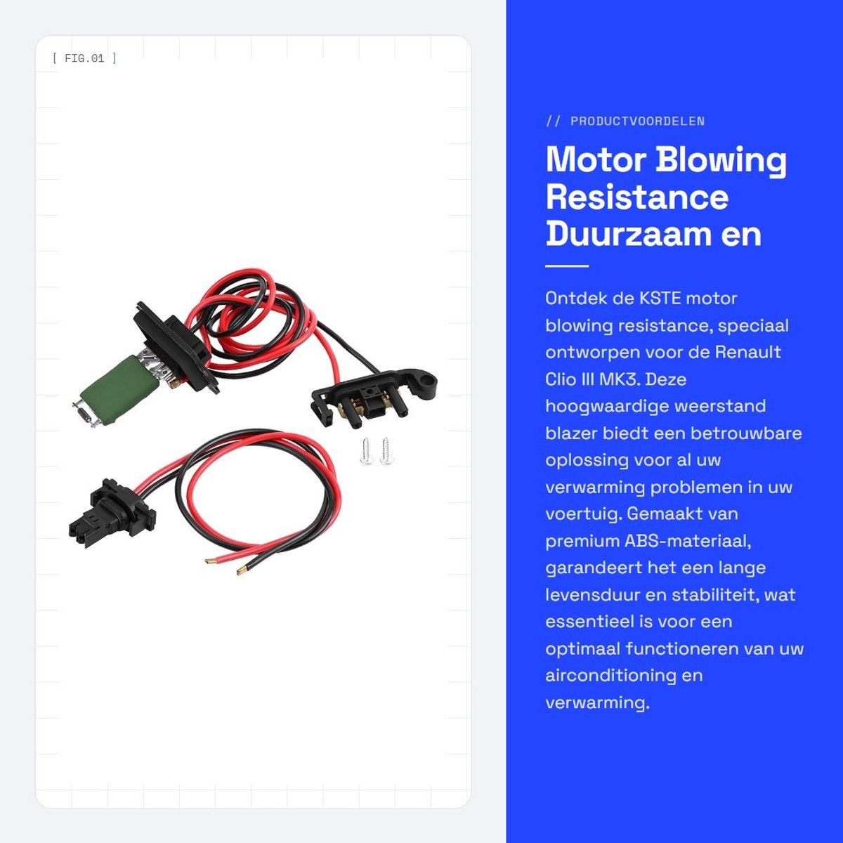 Dailygoods- Blazerweerstand 100% Premium Kwaliteit - Geschikt voor Renault Clio III MK3 - ABS Materiaal - Lichtgewicht - Directe Vervanging - Oplossing voor Verwarmingsproblemen - Verwarmingsweerstand