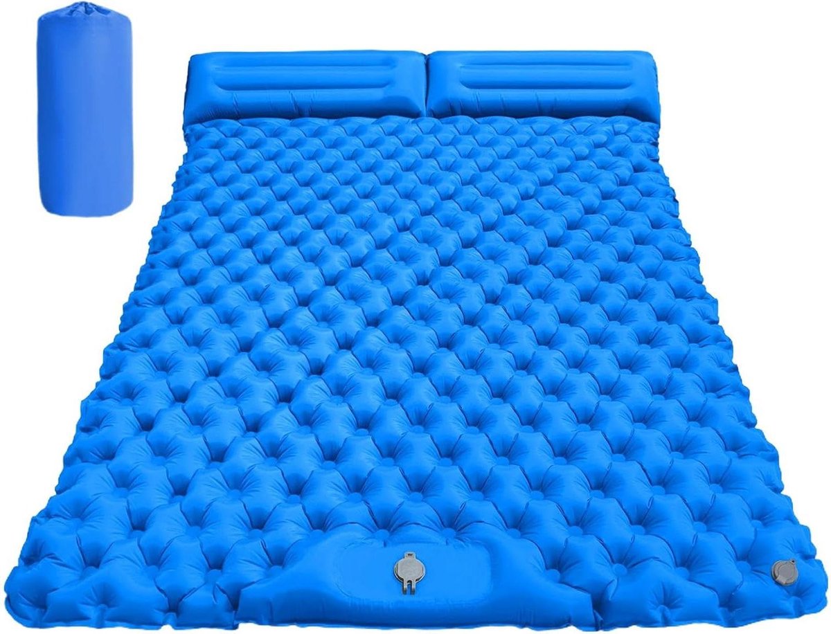 Camping Bed - Slaapmat Dubbel - Buiten Ontspannen - Geïntegreerde Pomp - 190x120x5 cm - Blauw