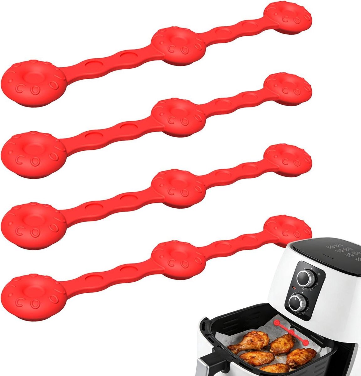 Siliconen Frituur Magneten - Perkamentpapier Houders - Keuken Organisatie - Hittebestendig en Antislip - 10.5 cm - rood