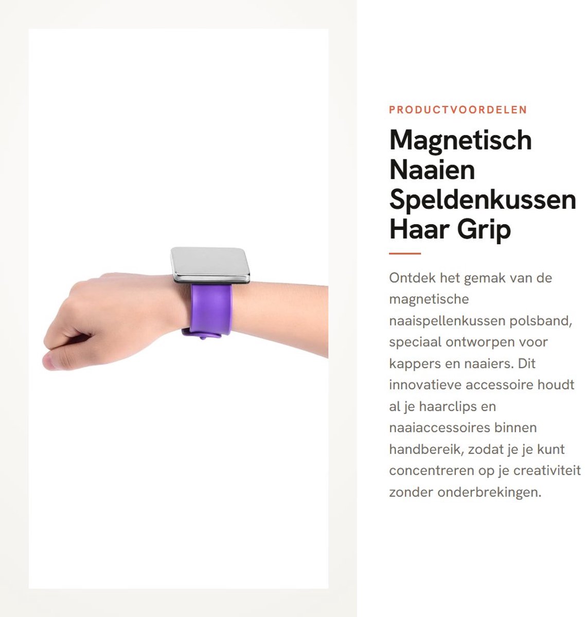 Dailygoods- Speldenkussen Magnetisch - Spelden - Naaidoos - Kleermakerskrijt - Speldenkussen Armband - Lichtgewicht 50 gram - Polsband