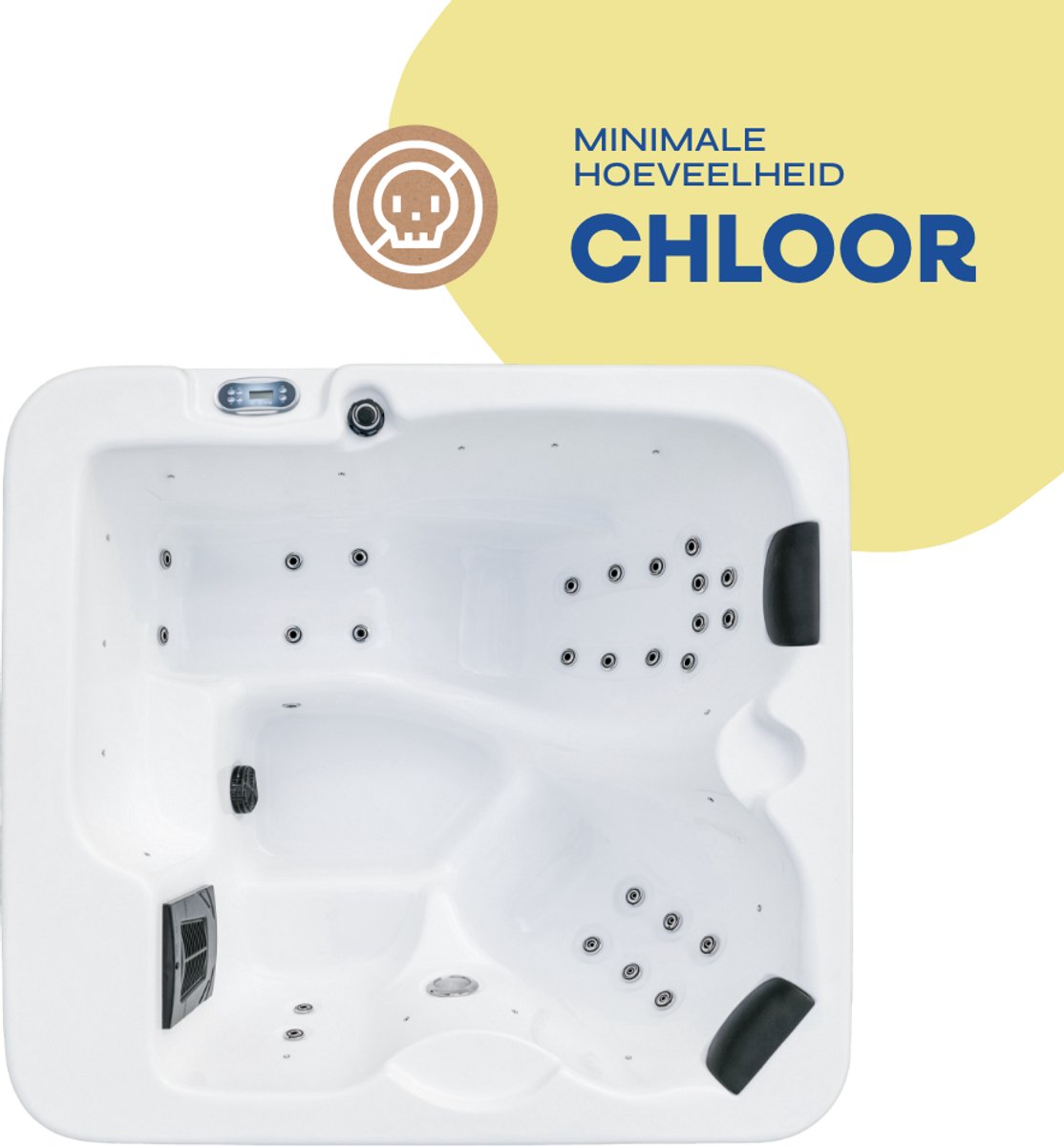 LIVIN Spa/Hottub 3 Persoons - Whirpools - 26 Massagejets - Balboa Besturing - Inclusief Thermocover - Geïsoleerde Buiten Spa - 180 x 164 cm - Grijze omkasting