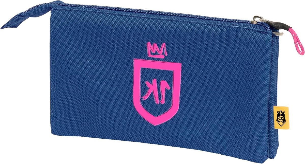 Etui Kinderen - Pennendoosje School - Schoolspullen Opbergen - Drievoudige Vakken - 22 x 12 cm - Blauw
