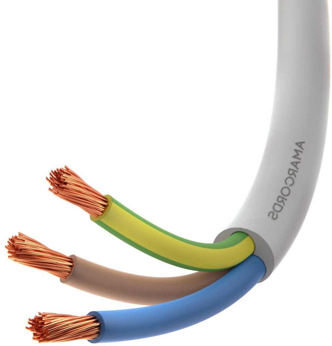 Elektrische Kabel - Stroomkabel - Installatie Werk - Drieaderig - 10 Meter - Wit