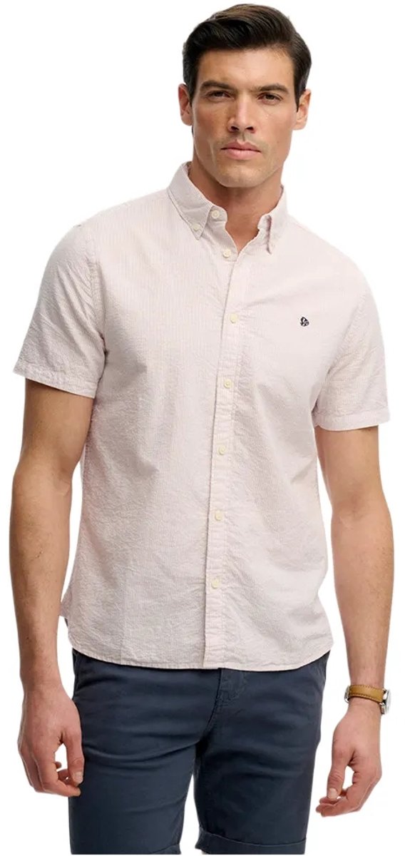 Superdry Classic Seersucker Overhemd Met Korte Mouwen XL Man Creme